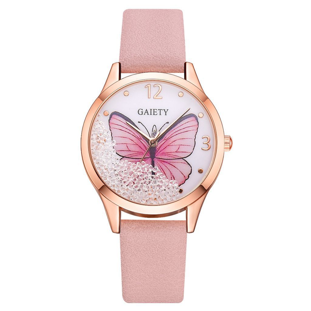 Gaiety Brand Women Watches Luxury Removable Rhinestone Butterfly Watches Ladies Leather Dress Ladies Wrist Watches Female Clock